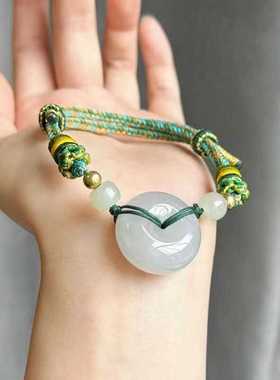 和田玉平安扣手链女款编织玉石手绳男女情侣学生送闺蜜生日礼物