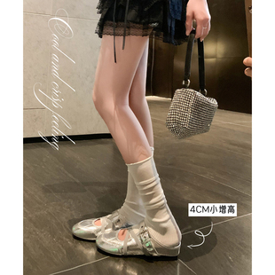 小羊皮！厚底包头拖鞋女夏外穿百搭交叉带圆头半拖鞋一扣字带凉鞋