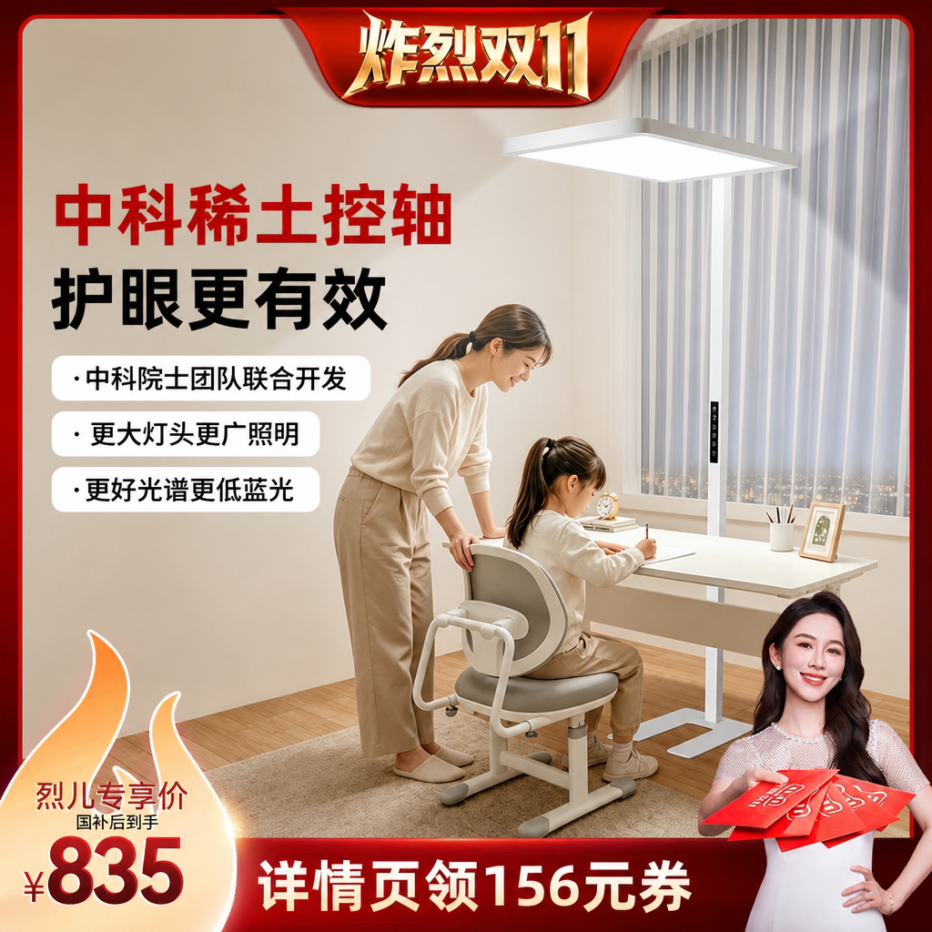 【炸烈双11！0元付定】大满贯 落地护眼灯大路灯全光谱 D2Plus