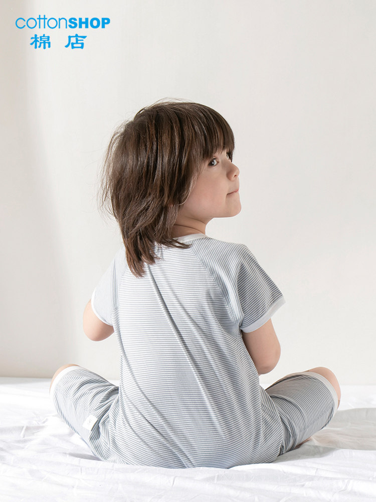 [WHILE STOCKS LAST] COTTON SHOP CHILDRENS SHORT-SLEEVED ONE-PIECE PAJAMAS SUMMER