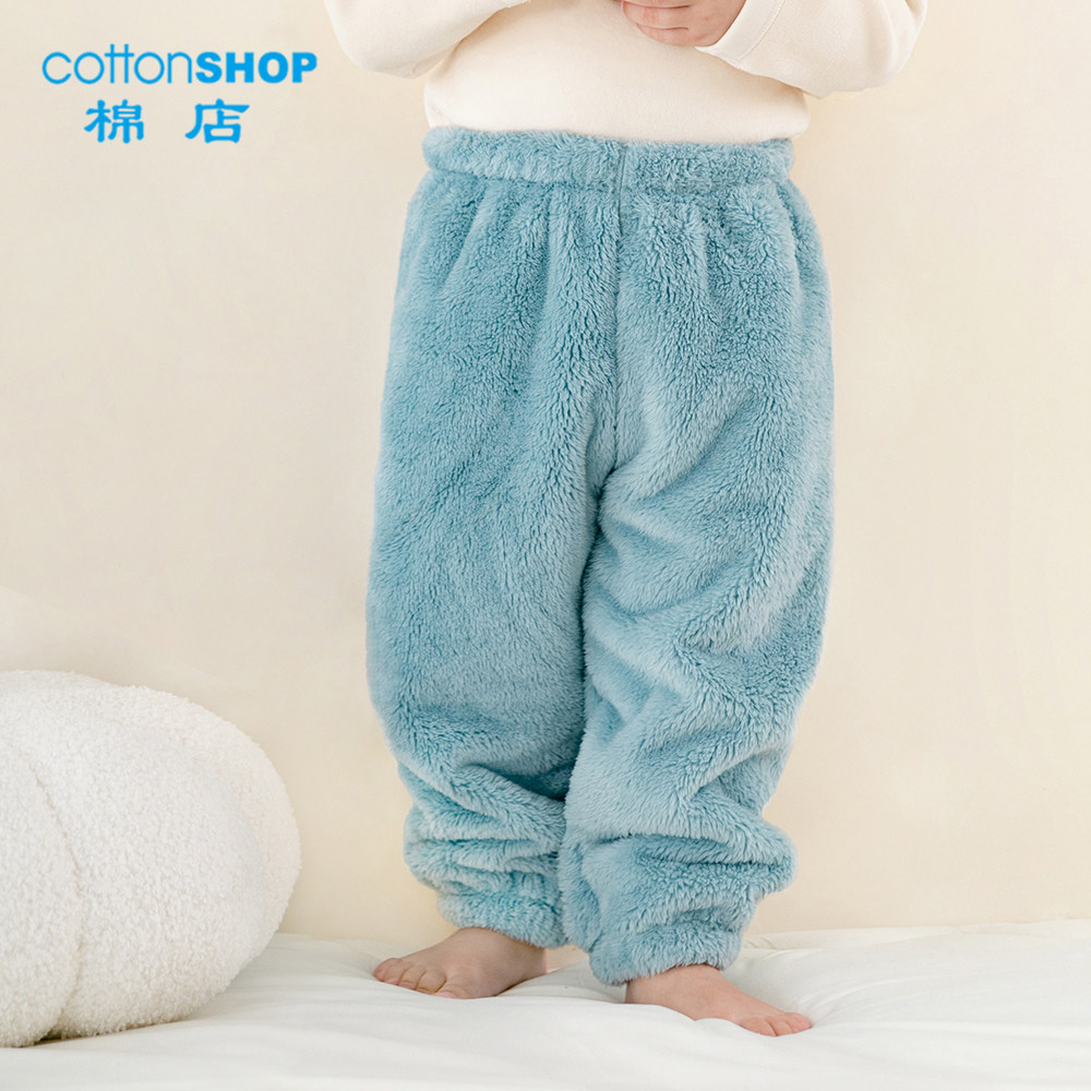 宝宝珊瑚绒长裤秋冬季儿童加厚绒裤婴儿保暖灯笼裤法兰绒裤子冬季