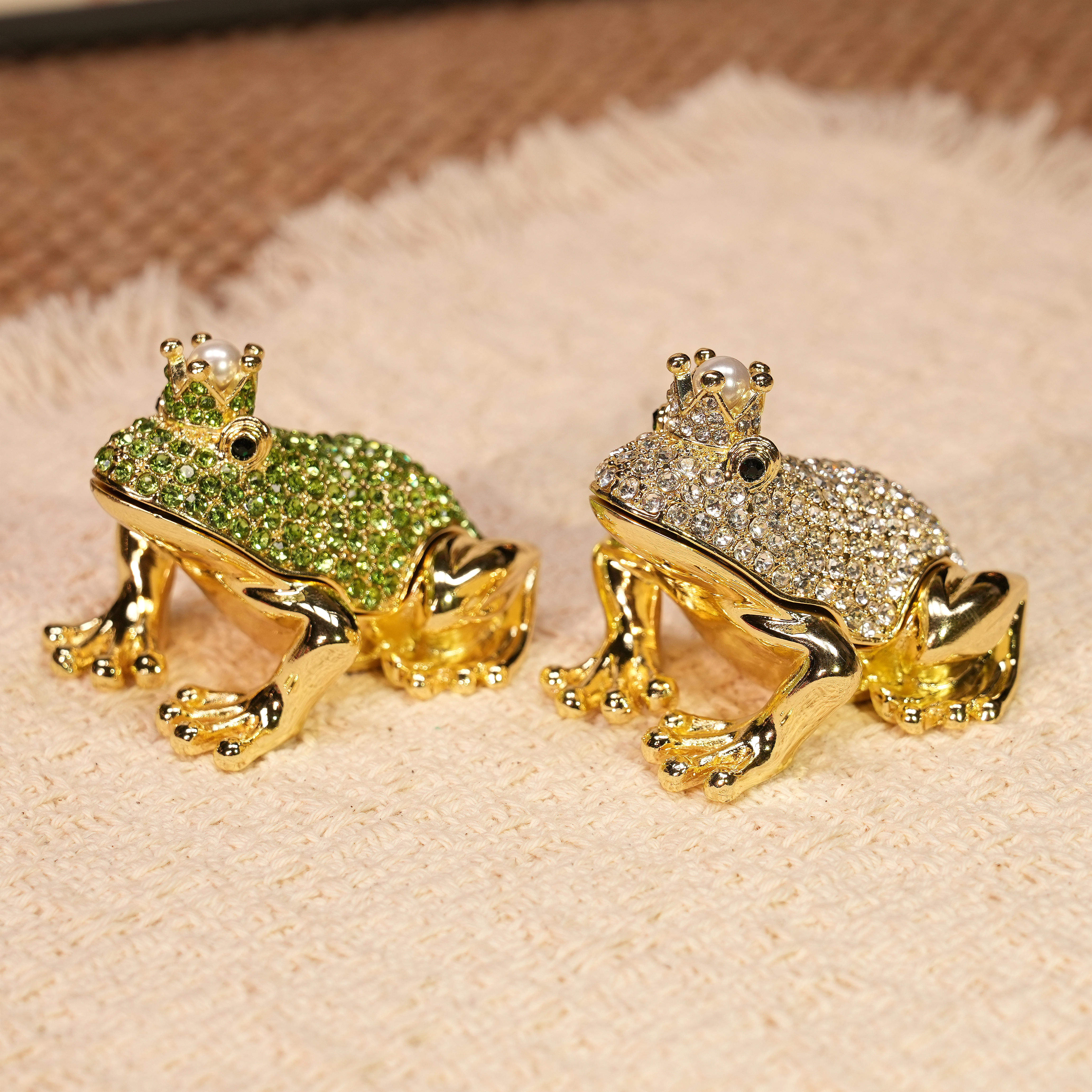 创意青蛙造型珐琅首饰盒水钻装饰桌面摆件高端轻奢收纳盒送礼推荐