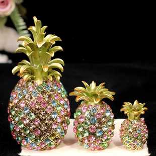 镶钻菠萝凤梨桌面摆件客厅玄关创意家居装 饰品收纳盒乔迁礼品高级