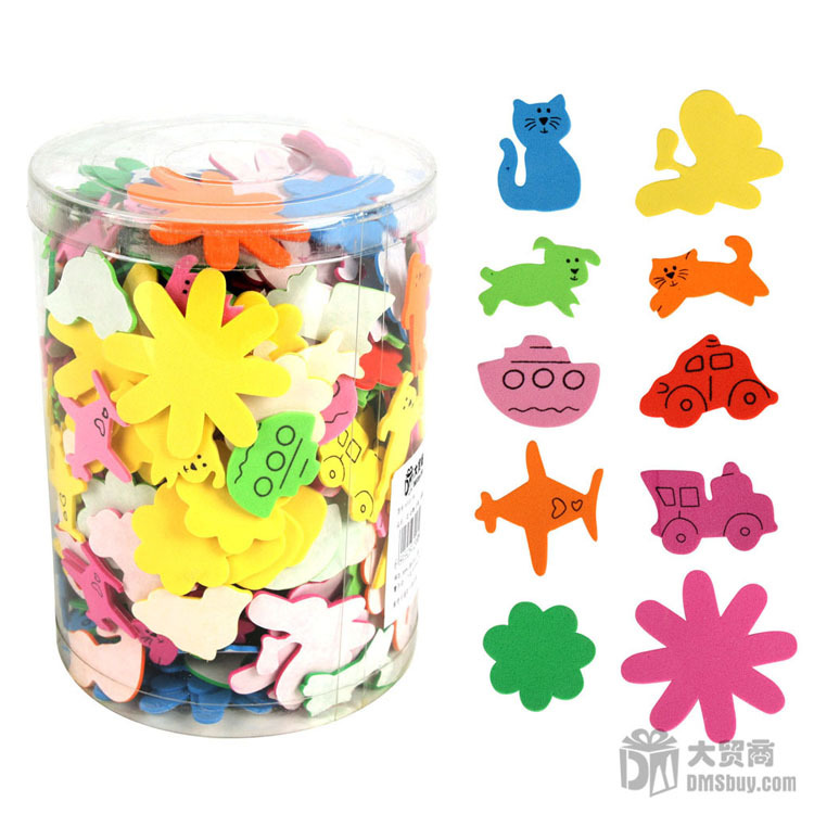 泡沫贴片花动物交通工具500片儿童贴片卡通贴片幼儿园diy手工材料