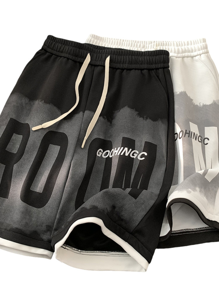 AMERICAN TIE-DYE FAKE TWO-PIECE BASKETBALL SHORTS MENS SUMMER WEAR TRENDY SPORTS OVERSIZE FIVE-POINT PANTS HIGH STREET