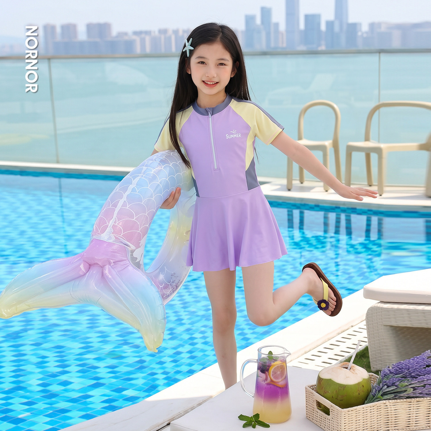 女童连体泳衣夏季速干防走光图片