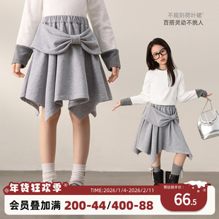 NORNOR陈大猪童装女童不规则短裙2025新款大童女孩裙子儿童半身裙