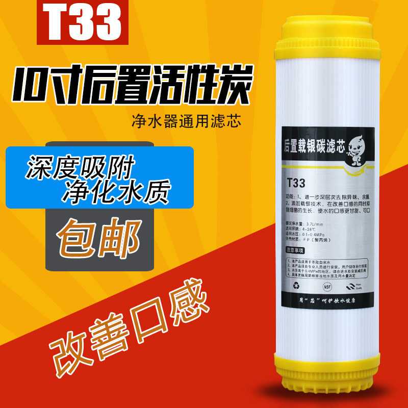 净水器10寸T33后置活性炭改善口感椰壳活性碳六代直饮纯水机滤芯