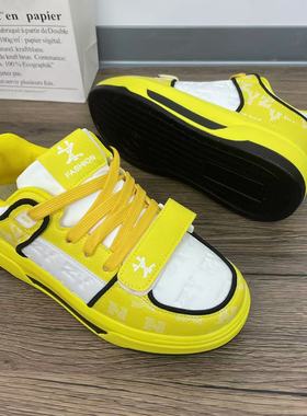 面包鞋女黄色情侣国潮2025春秋新款高颜值多巴胺厚底增高运动鞋男