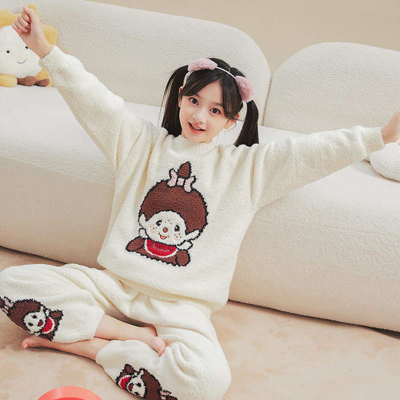 萌趣趣软绵绵睡衣秋冬珊瑚绒甜美家居服卡通人物法兰绒套装可外穿