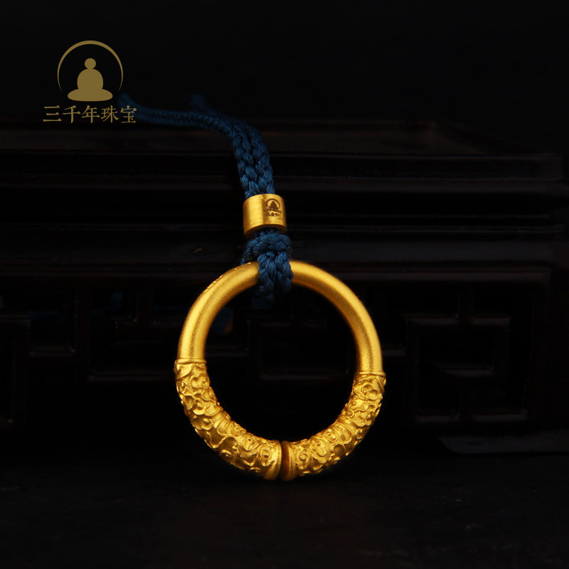 三千年珠宝古法金如意护身吊坠