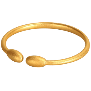 三千年珠宝 黄金手镯儿童实心镯婴儿宝宝周岁满月纯古法金无忧镯