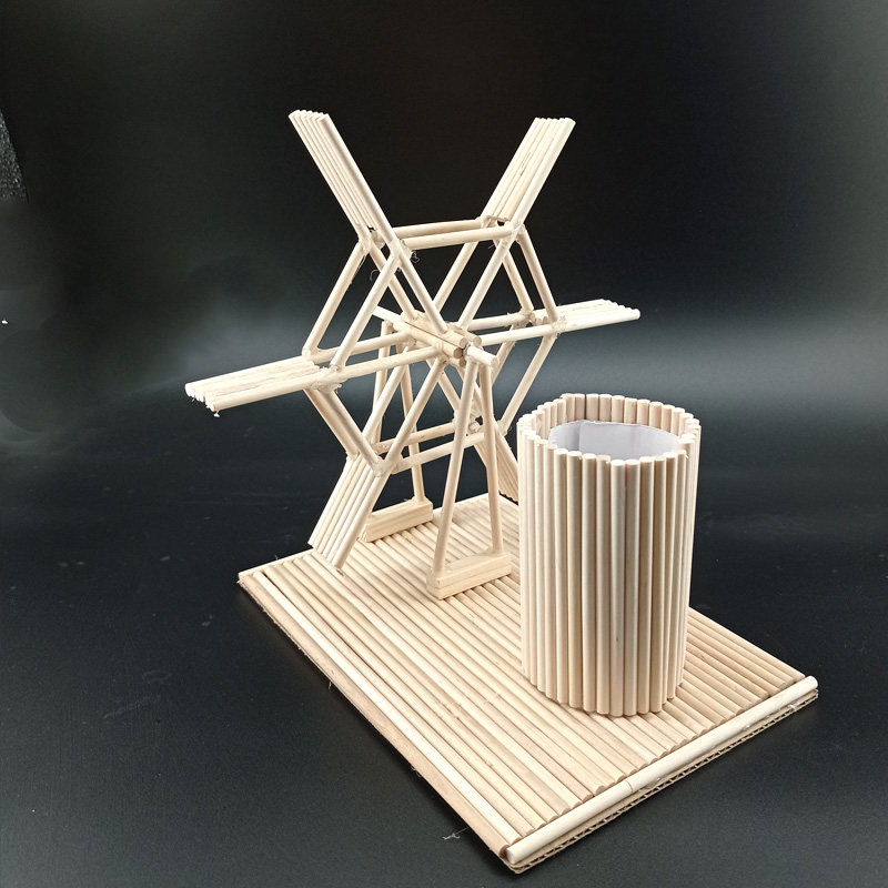 笔筒手工diy材料雪糕棒小木棍 小学生手工制作立体构成作品圆木棒