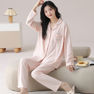 可外穿100%純棉大碼 睡衣女全棉春秋季 長袖 秋冬家居服套裝 2025新款