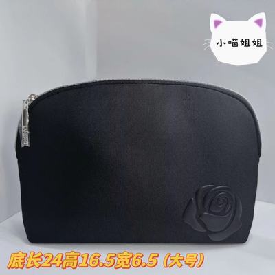 大号黑玫瑰 兰蔻大牌专柜赠品便携大容量随身手拿包洗漱包化妆包