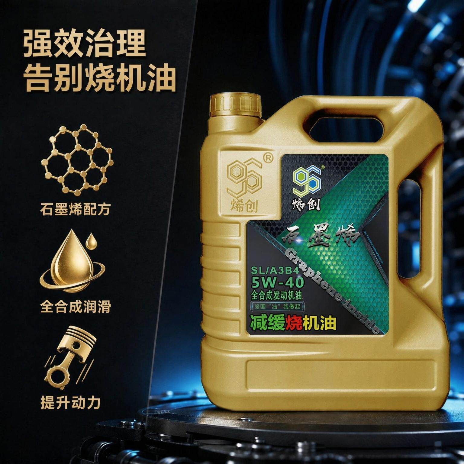 SN5W40全合成免拆缓解烧机油4L烯创石墨烯国六汽机油四季通用包邮