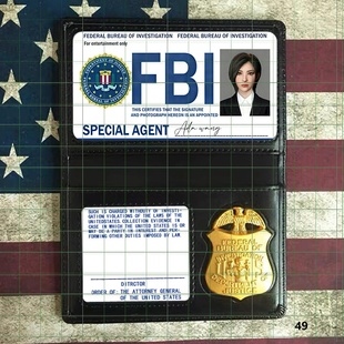 美剧卡套fbi同款黑色卡包美国联邦调查局周边金属徽章表演道具COS