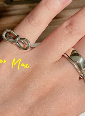 Supermax韩版纯银s925小众设计款复古做旧蝴蝶结开口尾戒戒指