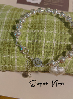 重工925纯银手工磨砂手链银圈