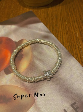 原创设计S925泰国进口手工银纯银DIY多边不规则隔片小花小众手链