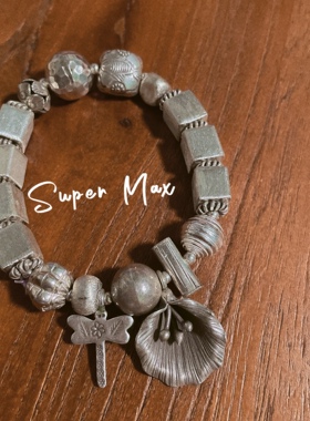 Super max原创小众设计泰国进口手工银s925重工小花小鱼孤品手链