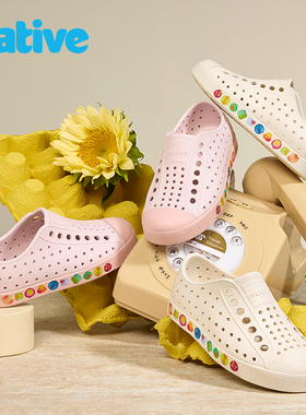 【官方正品】nativeJefferson印花系列儿童洞洞鞋男女童沙滩凉鞋