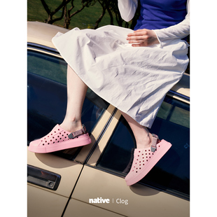 【native官方正品】后提带洞洞鞋clog沙滩拖鞋凉鞋厚底增高情侣款