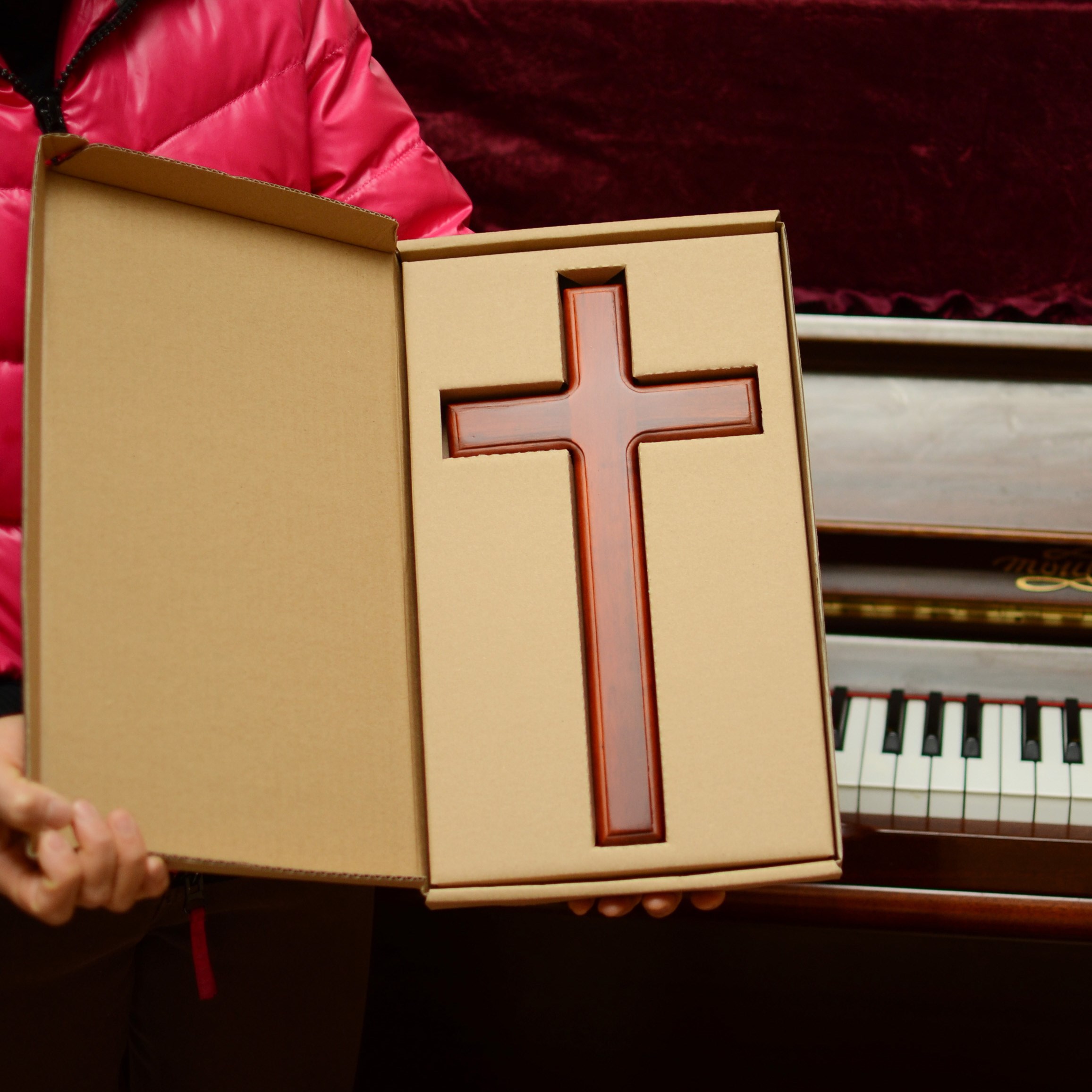 实木十字架墙面挂饰书房卧室