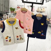 儿童马甲日系miki兄妹装 21春秋小熊兔上衣男女童拉链坎肩背心外搭