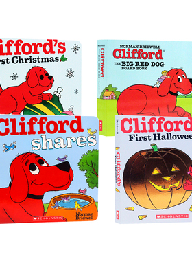 大红狗万圣节圣诞节4册英文原版绘本 CLIFFORD THE BIG RED DOG/SHARES/FIRST HALLOWEEN/FIRST CHRISTMAS 亲子互动性格习惯养成