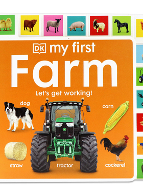 DK出版 我的首本农场书英文原版绘本 My First Farm Let's Get Working 儿童启蒙认知标签书异形书农场纸板书 低幼亲子英语读物