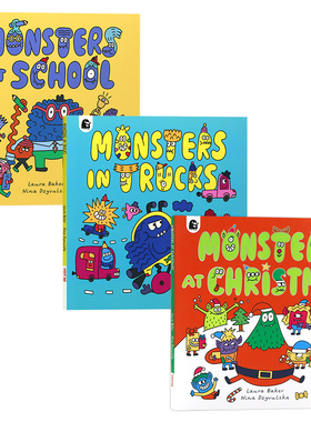 Nina Dzyvulska混乱的怪物城3册 英文原版绘本 Monsters at School/Christmas/in Trucks 儿童搞笑幽默趣味故事绘本图画书