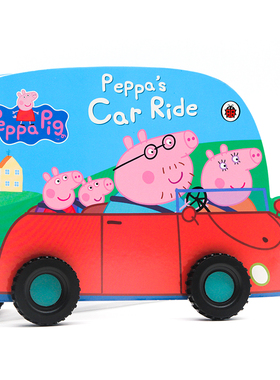 小猪佩奇汽车造型书 Peppa Pig Peppa's Car Ride  英文原版 粉红猪小妹纸板书 儿童早教益智 低幼英语启蒙 玩具书 轮子可跑