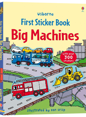 Usborne出品 第一个贴纸书大型机器 英文原版绘本 First Sticker Book Big Machines 尤斯伯恩0-6岁幼儿宝宝趣味益智启蒙贴纸书