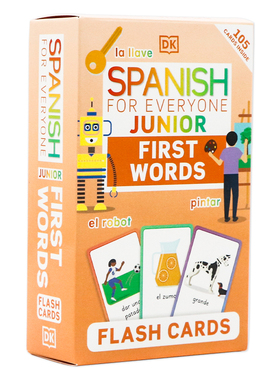 DK出版人人学西班牙语100个基础单词闪卡 英文原版 German for Everyone Junior First Words Flash Cards 基础词汇配图记忆学习卡