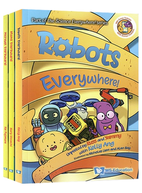 科学无处不在3册套装 英文原版 Science Everywhere 机器人无处不在/微生物无处不在/原子无处不在 Kelly Ang儿童课外兴趣读物平装