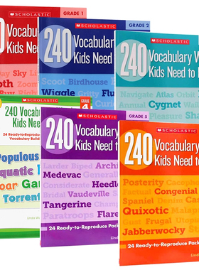 Scholastic学乐练习册一二三四五六年级 英文原版 Vocabulary Words Kids Need to Know Grade 123456 孩子需要知道的240个单词汇