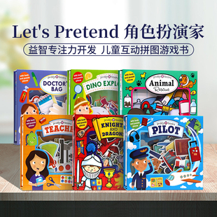 英文原版 Books Let Priddy 角色扮演系列翻翻操作书精美纸板书宝宝益智专注力开发 绘本 Firefighter Pretend 消防员 拼图游戏书