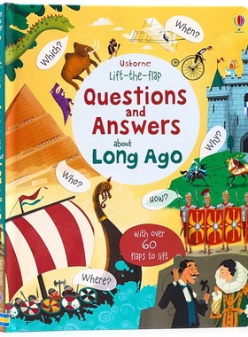 Usborne翻翻书揭秘古代英文原版绘本 Lift-the-flap Questions and Answers about long ago 精装大开纸板尤斯伯恩科普书籍