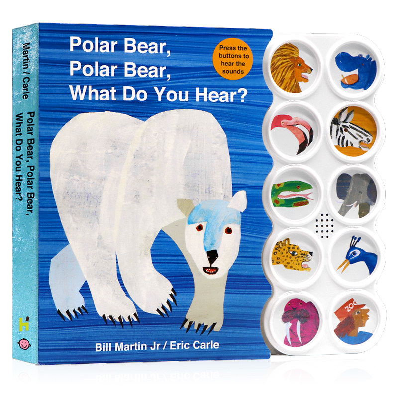 现货北极熊你听到了什么按键发声书英文原版 Polar Bear Polar Bear What Do You Hear 儿童英文启蒙纸板书动物声音认知卡尔爷爷