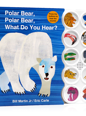 现货北极熊你听到了什么按键发声书英文原版 Polar Bear Polar Bear What Do You Hear 儿童英文启蒙纸板书动物声音认知卡尔爷爷
