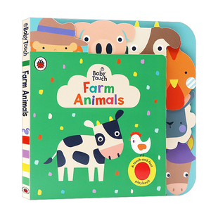 Touch 3岁宝宝认知启蒙开拓思维 英文原版 大开纸板撕不烂1 Animals Farm Baby ladybird 绘本 农场动物 小瓢虫幼儿童触摸书错层书