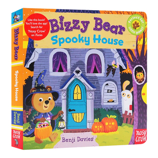英文原版绘本小熊很忙系列 Bizzy Bear Spooky House 忙碌的小熊机关操作纸板书 幼儿童早教启蒙认知益智抽拉转英语读本万圣节主题