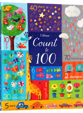 现货Usborne出品 数到一百 英文原版绘本 Count to 100 数字认知 尤斯伯恩图书 数学启蒙早教书英语绘本 亲子互动书纸板书撕不烂