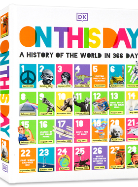 DK出品  在这一天 366天的历史书 英文原版 On this Day A History of the World in 366 Days 精装 儿童科普英语读物 课外阅读