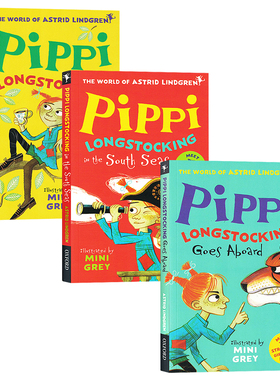 牛津精品小说读物 长袜子皮皮3册 英文原版小说 Pippi Longstocking Three Books Pack 国际安徒生奖 林格伦作品 儿童英语读物读本
