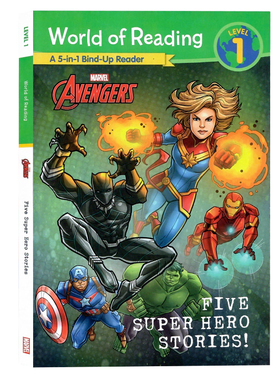 漫威复仇者联盟分级读物5个故事合辑 英文原版 World of Reading Five Super Hero Stories 美国队长钢铁侠电影绘本图画故事书