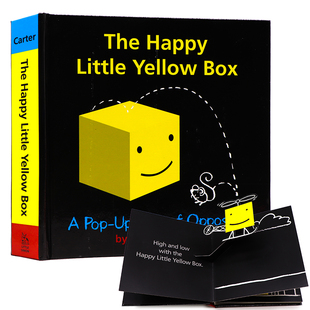 Pop 黄盒子立体书The Box 开心 Little 趣味操作翻翻反义词启蒙认知玩具书David Happy Carter Yellow Opposites英文原版