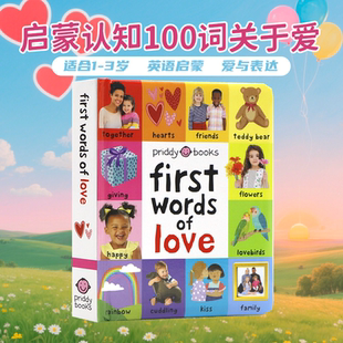 Words Priddy 英文原版 早教启蒙认知纸板书100个单词词汇图解Roger Love 100 First 绘本 关于爱 启蒙认知100词系列