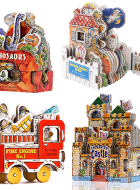 迷你屋系列4册 Workman Mini House 造型书英文原版 儿童启蒙玩具书 鹅妈妈的家老麦克唐纳家的谷仓 恐龙世界 纸板书 耐撕耐翻